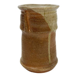 Vintage Glazed Studio Pottery Vase Vessel For Sale