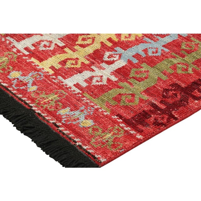 Rug & Kilim’s Tribal Rug in Red With Primitivist Geometric Patterns For Sale In New York - Image 6 of 7