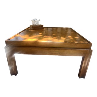 Vintage Lane Furniture Parquet Oak Coffee Table, Restored Mid Century Modern For Sale
