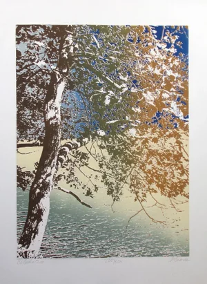 1980s "Celebration" Landscape Color Etching Numbered 220/300 by Paula Crane