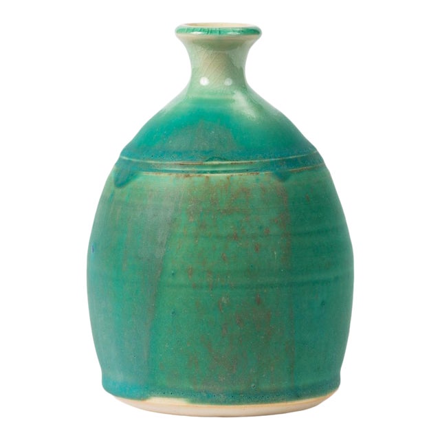 Modern Blue-Glazed Studio Pottery Vase For Sale
