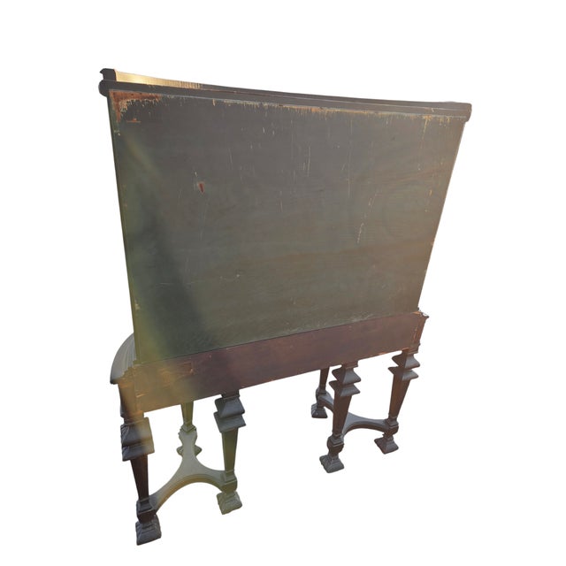 Green Antique Chinoiserie Curio Cabinet Hutch Vitrine Breakfront Vernis Martin Style For Sale - Image 8 of 18