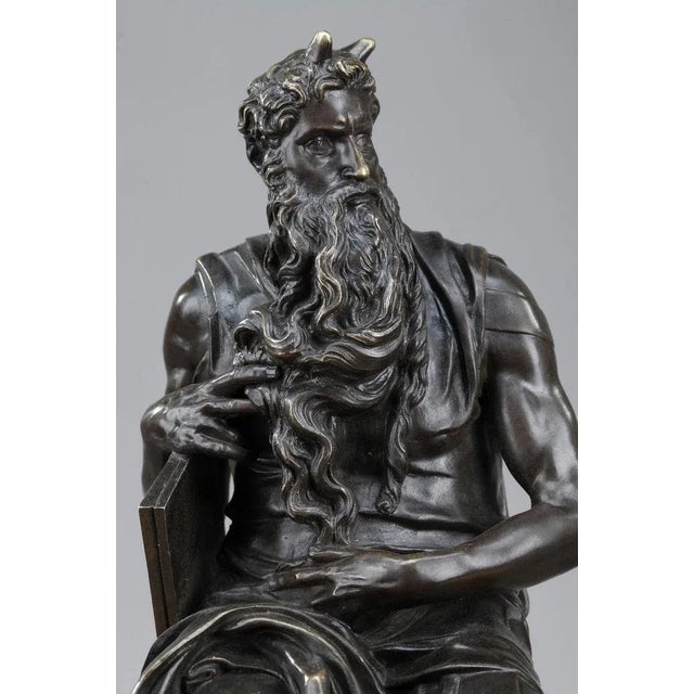 19th Century Napoleon III Marble Inkwell After Michelangelo's Moses For Sale - Image 10 of 18