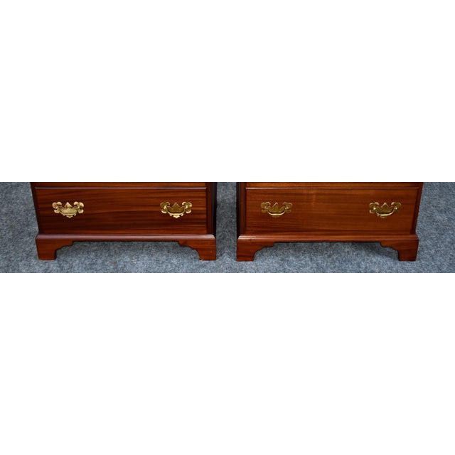 Vintage Pair Mahogany Nightstands Chippendale Chests With Pull Out For Sale - Image 15 of 18