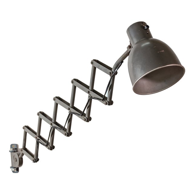 Grey Scissor Wall Lamp by H. Th. J. A. Busquet for Hala Zeist, Netherlands, 1940s For Sale