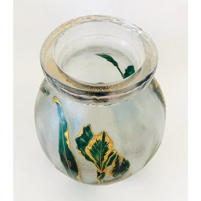 Moser Glassworks 1910s Iris and Dragonfly Cameo Glass Vase by Moser For Sale - Image 4 of 6