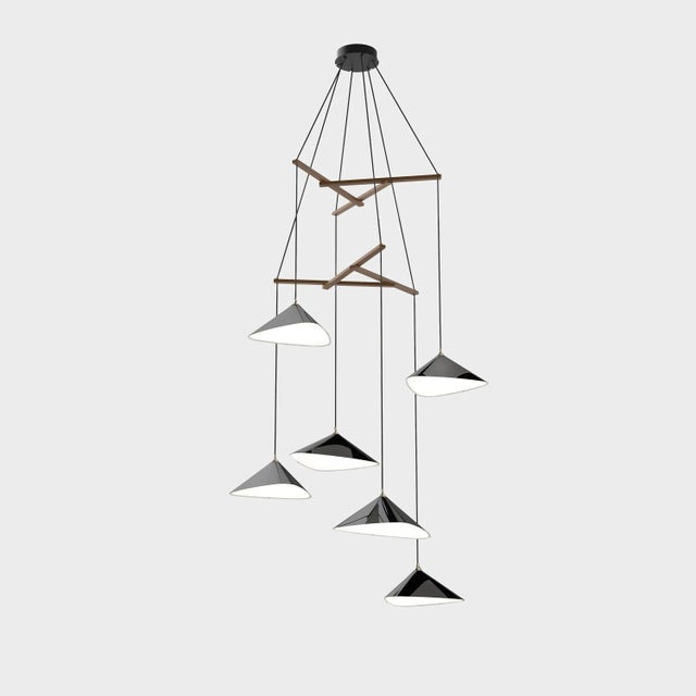 Daniel Becker 'Emily Vertikal 6' Chandelier in Matte White/Oak for Moss Objects For Sale - Image 9 of 12
