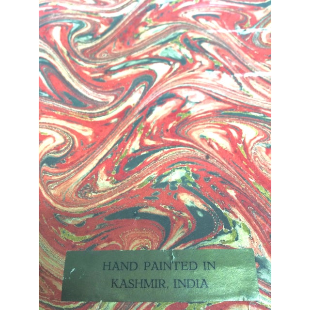 Antique Kashmir Gold Vermilion Hand Painted Over Black Lacquer Mirror For Sale - Image 10 of 12