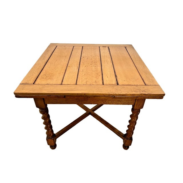 Gorgeous Antique Solid Oak, Refectory Pub Table, Expanding Dining Kitchen Table, Barley Twist Legs, Quarter Sawn White...
