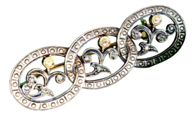 Gold and Silver Brooch with Interlaced Links and Diamond Chips