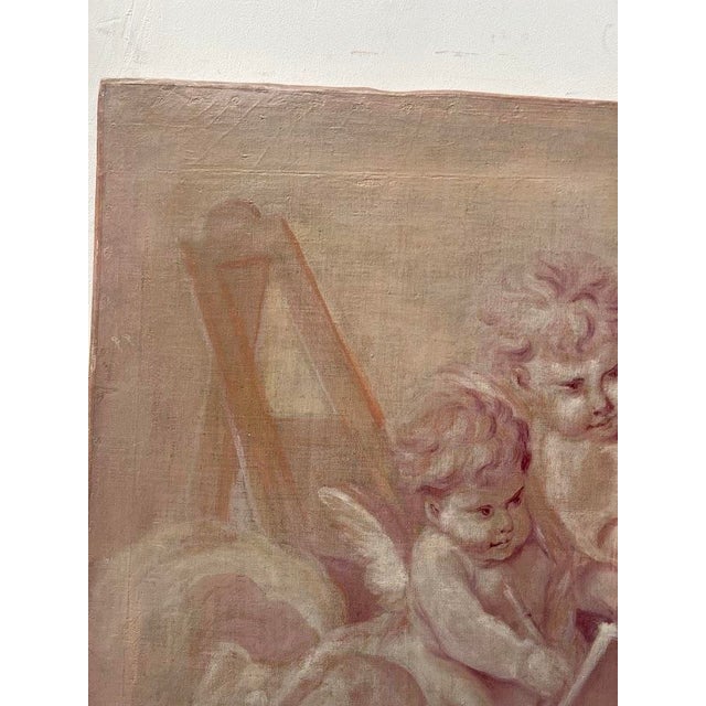 Putti, 19th Century, Oil Paintings on Canvas, Set of 2 For Sale - Image 8 of 18