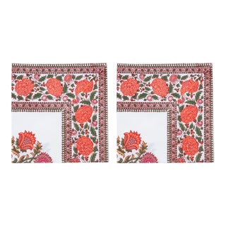 Sanya Napkins Pink & Orange - a Pair For Sale