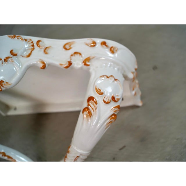 1970’s Italian Wall Mounting Hand Painted Ceramic Shelf For Sale - Image 10 of 12