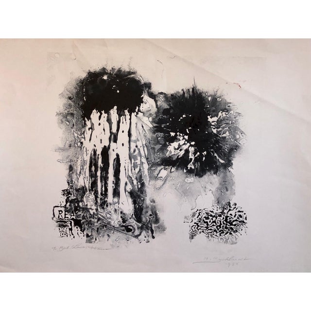 Hans Burkhardt, California Abstract Expressionist Linocut Lithograph Ronald Reagan Political Art, 1986 For Sale - Image 9 of 10