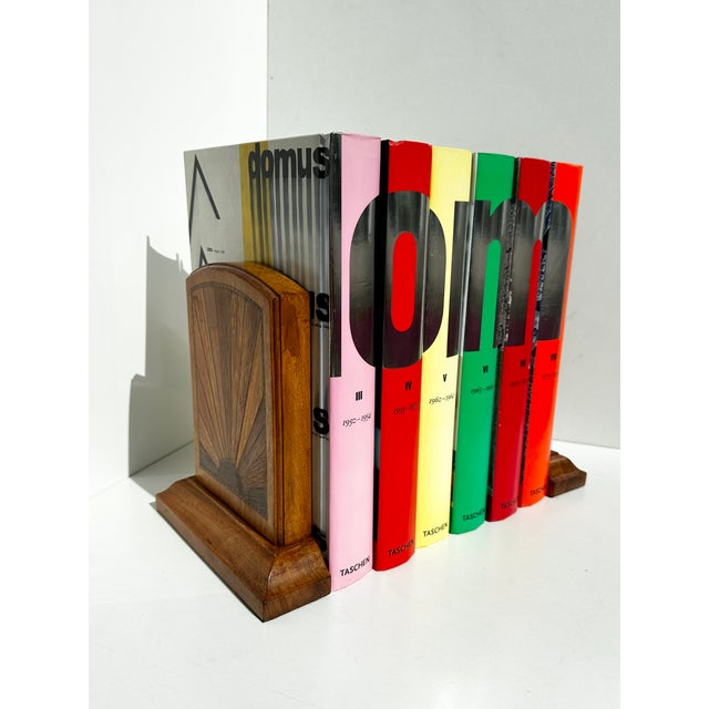Wood Vintage Art Deco Wooden Bookends with Sunburst Inlays, Germany, 1930s, Set of 2 For Sale - Image 7 of 16