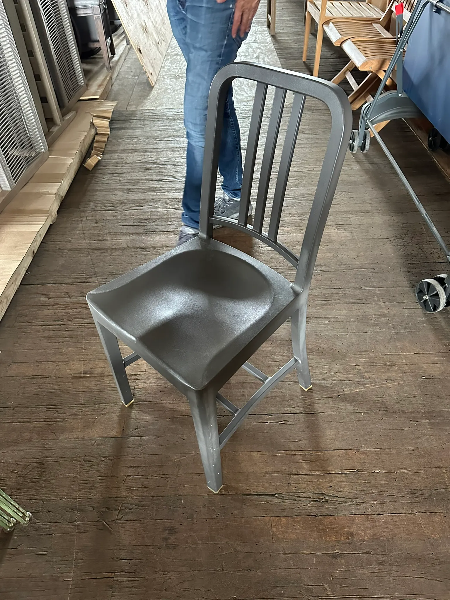 Vintage Navy Chair, Grey Recycled Plastic , Philippe Stark for