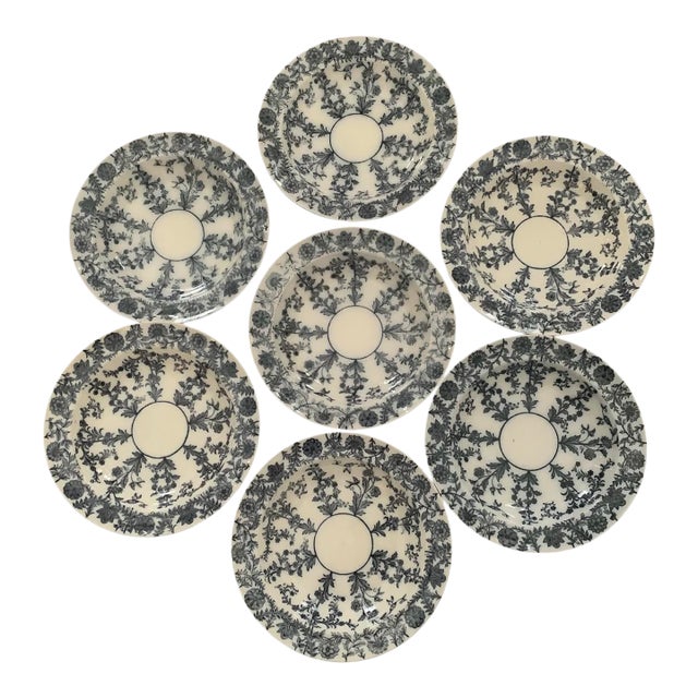 19th Century Copeland Spode Blue Deli Soup Bowls- Set of 7 For Sale