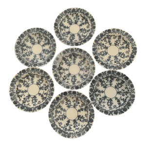 19th Century Copeland Spode Blue Deli Soup Bowls- Set of 7