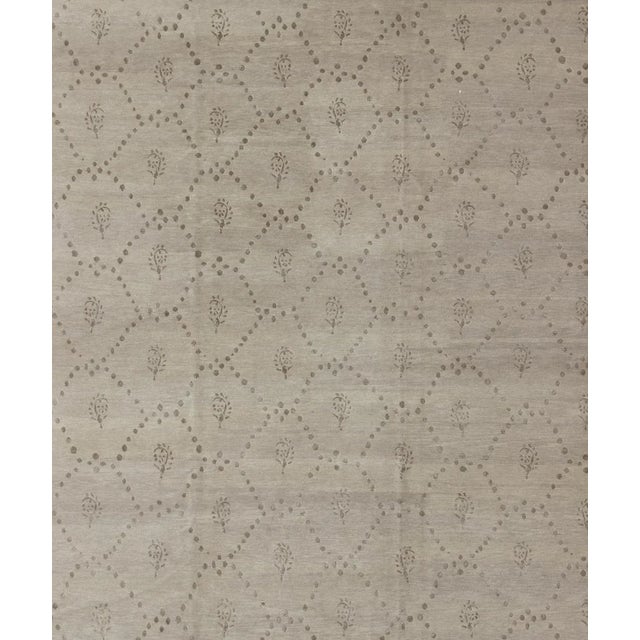 Modern Wool and Silk Modern Tibetan Tan Rug by Keivan Woven Arts 9'0 X 12'0 For Sale - Image 3 of 13