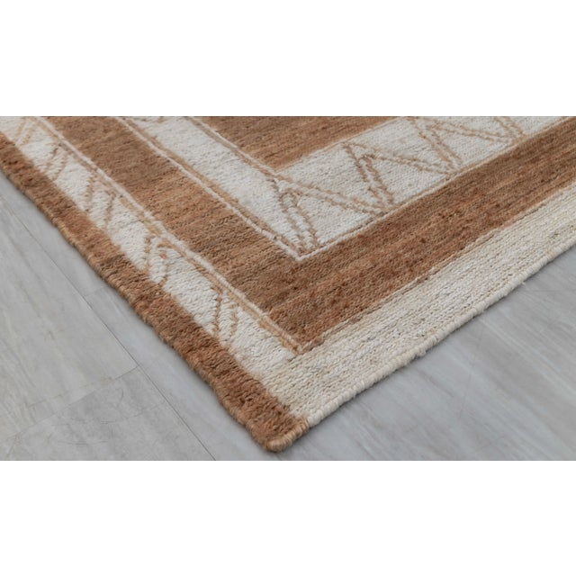 10x14Ft.Brown Cream Grey Jute Taureg Inspired Soumek Jute Hand Woven Rug For Sale - Image 11 of 12