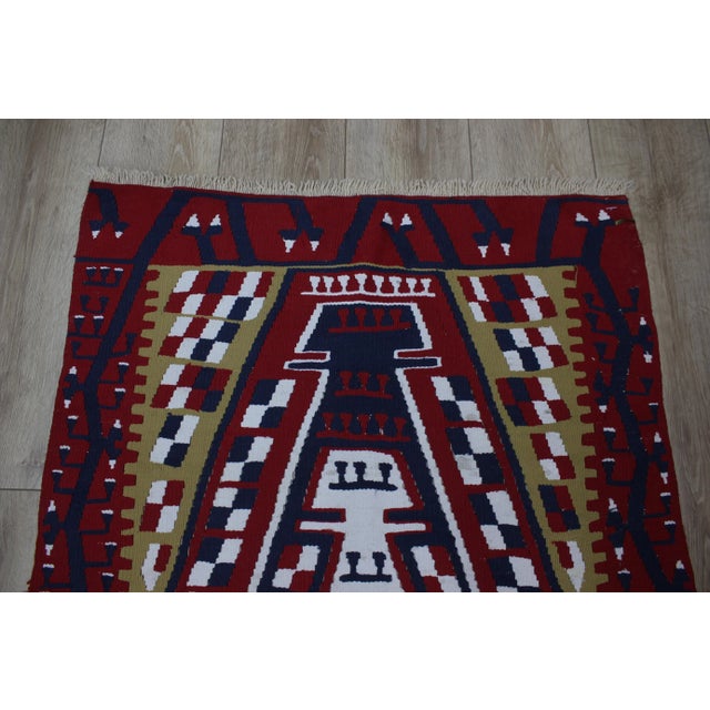 1970s Mid-Century Modern Style Geometric Desing Handmade Kilim Rug For Sale - Image 9 of 12