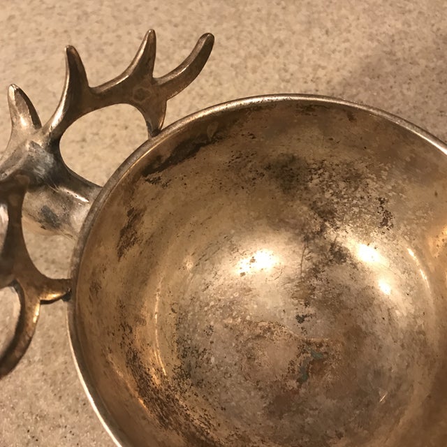 Stag Deer Head Handle Silverplate Bowl Chairish