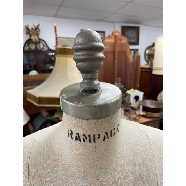 American Vintage Dress Form, Rolling Metal Base, Wire Cage Skirt, "Rampage" For Sale - Image 3 of 6