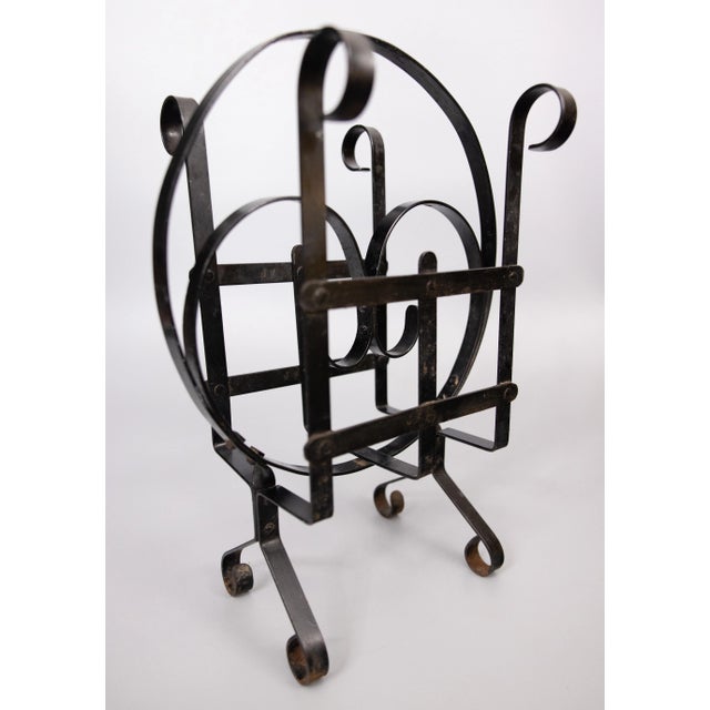 Mid 20th Century French Black Wrought Iron Magazine Rack For Sale In Houston - Image 6 of 8