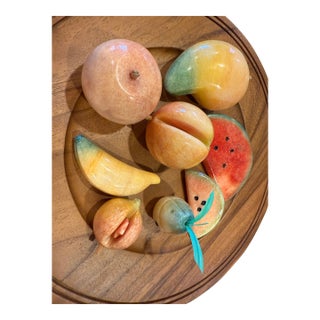 1980s Collection of Onyx Stone Decorative Fruit, 8 Pieces For Sale
