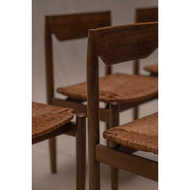 Mid-Century Wengé and Rattan Dining Chairs, 1970s, Set of 6 For Sale - Image 13 of 18