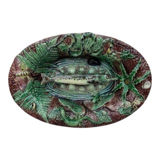19th Century Majolica Palissy Pike Wall Platter For Sale