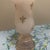 Vintage MCM Fleur De Lis Opaline Glass Vase – White With Gold Accents For Sale - Image 4 of 6