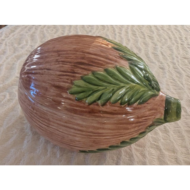 "Set of 8 Vietri Italy Faux Bois Coconut Lidded Boxes, Fern Leaf, Palm Beach" For Sale In Orlando - Image 6 of 11