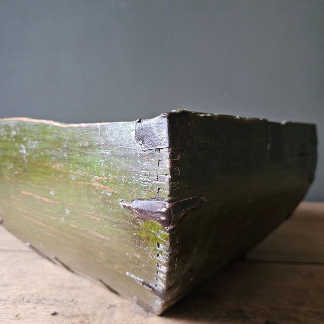 Chinese Antique Green Chinese Rice Basket With Iron Fittings For Sale - Image 3 of 6