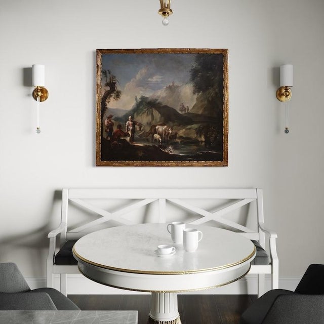 Italian Artist, Landscape with Genre Scene, 1750, Oil on Canvas For Sale - Image 10 of 13