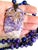 Statement Charoite and Lapis Lazuli Necklace With Sculptural Charoite Pendant a Wearable Work of Art For Sale - Image 9 of 18