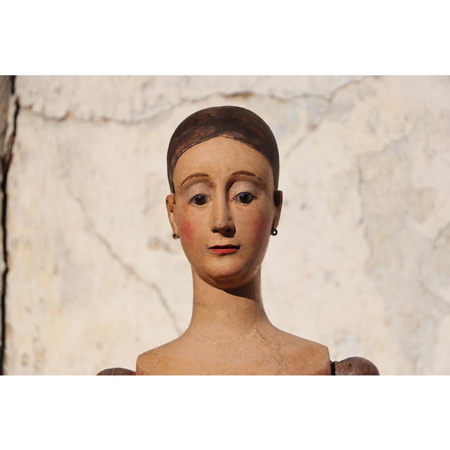 18th Century Portuguese Baroque Santos Cage Doll With Glass Eyes, Virgin, Mannequin For Sale - Image 6 of 18