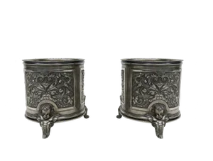 Tin Wine Bottle Stand by A. Reith, 1880s, Set of 2