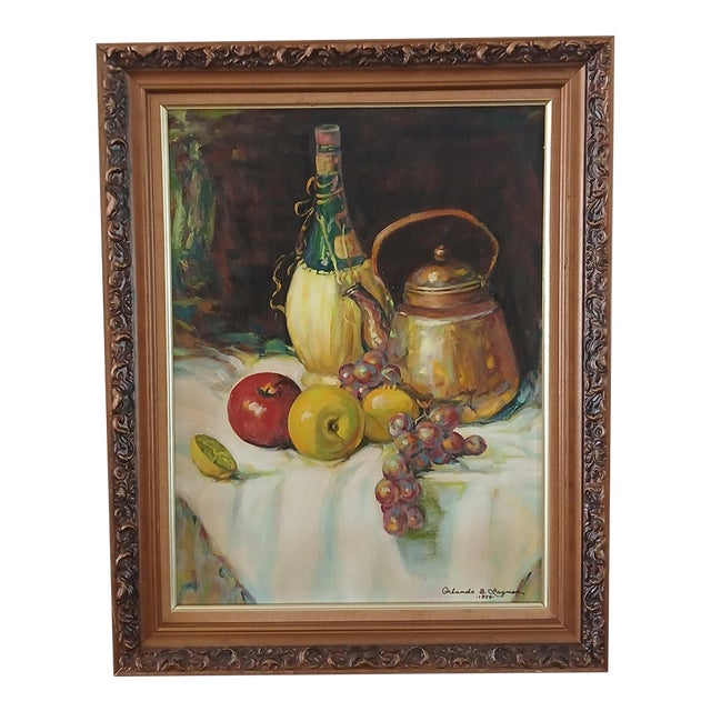 Orlando S. Lagman Still Life Oil on Canvas Famous Listed Painter 1979 For Sale