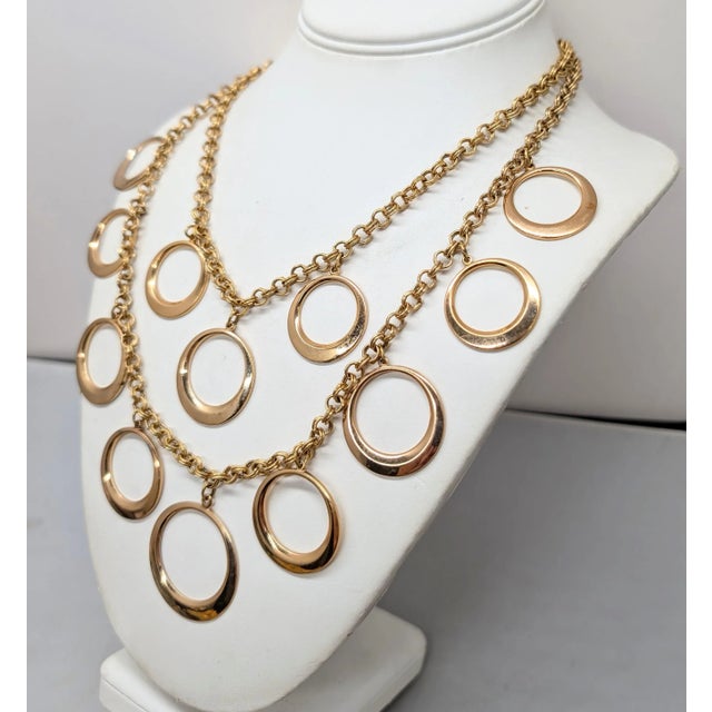 Gold Vintage Signed Napier Goldtone O Charms Necklace For Sale - Image 8 of 8