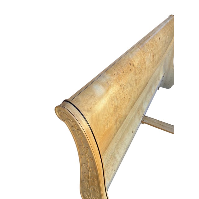 Vintage Henredon Charles X Collection King Sleigh Bed Light Burl Wood French For Sale - Image 9 of 18