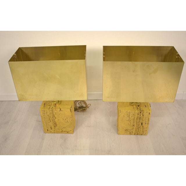 Travertine Marble Table Lamps by DM.RA, Set of 2, in New conditions. Designed from 2000 European Plug (up to 250V).