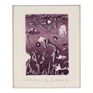 "A State of Mine" - 1976 Surrealist Lithograph by Jim Crabb For Sale