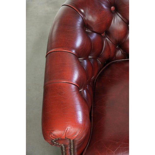 Chesterfield Cowhide Club Armchair in Red For Sale - Image 7 of 14