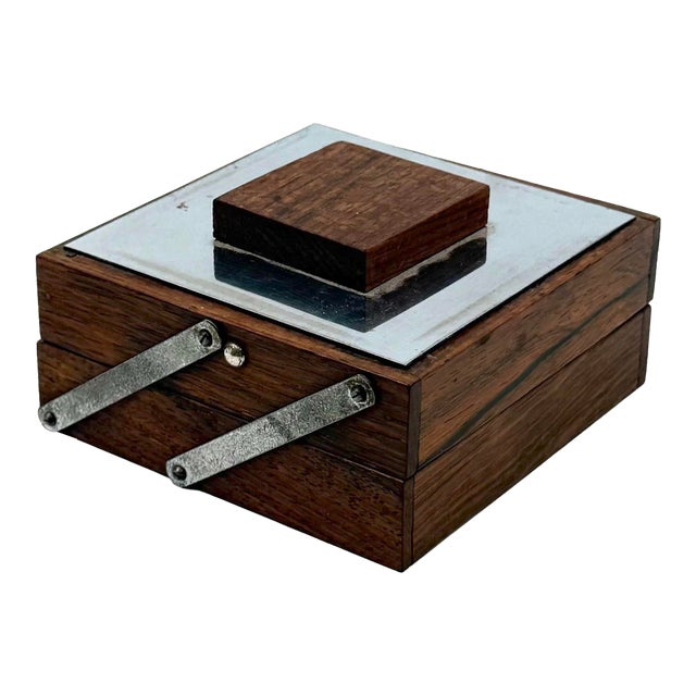 Mid-Century Mirrored Wood Cigarette Box, France 1960 For Sale