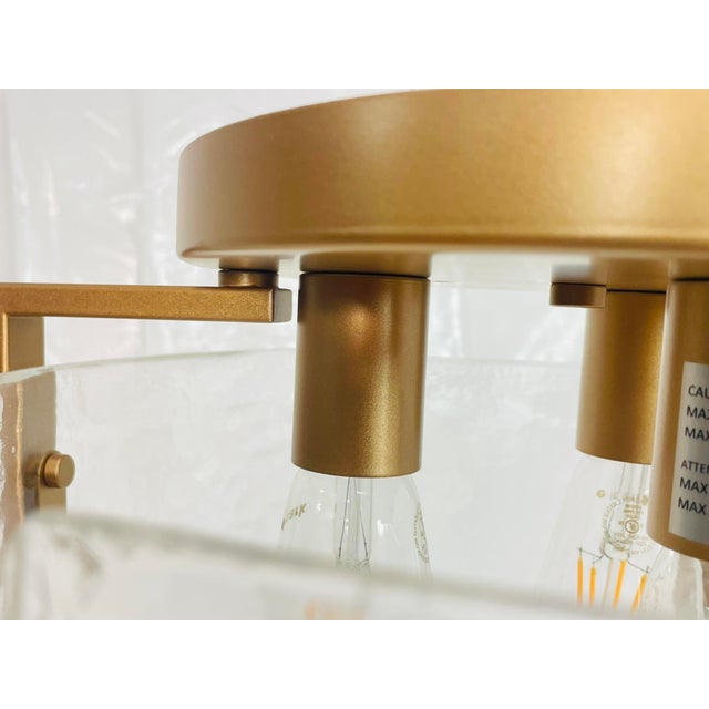 Contemporary Semi Flush Mount Ceiling Light With Textured Curved Glass Shades For Sale - Image 11 of 15