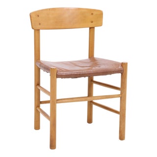 Mid-Century Wooden and Leather Dining Chair, 1960s-1970s For Sale