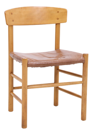 Mid-Century Wooden and Leather Dining Chair, 1960s-1970s