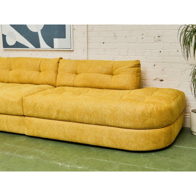 Exclusive Yellow Double Bumper Four Piece Sectional Made to Order For Sale - Image 12 of 12