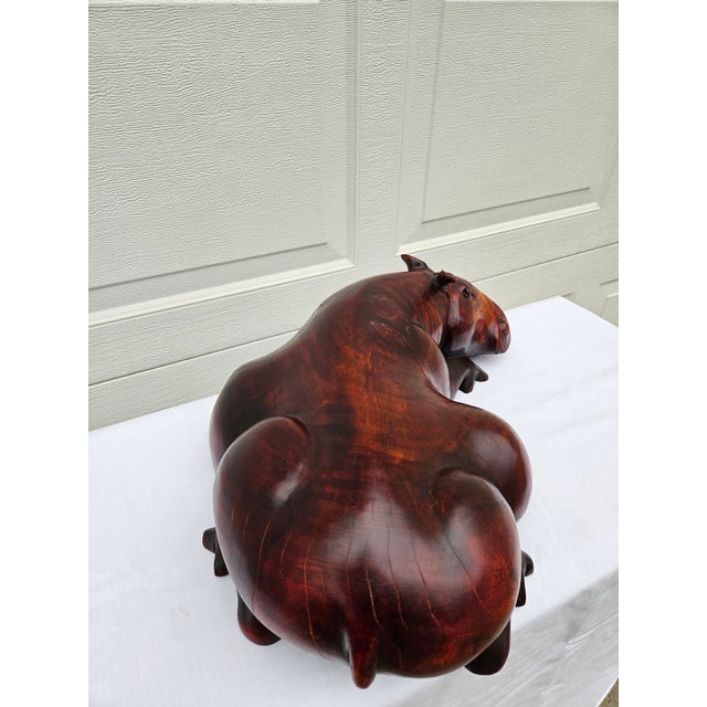Massive Hand Carved Wooden Hippopotamus Hippo Sculpture For Sale - Image 14 of 17